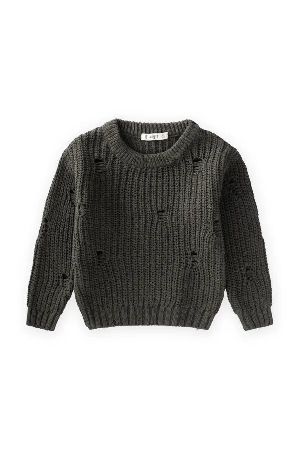Thessaloniki Knit Sweater, Ages 2-8, Khaki Green