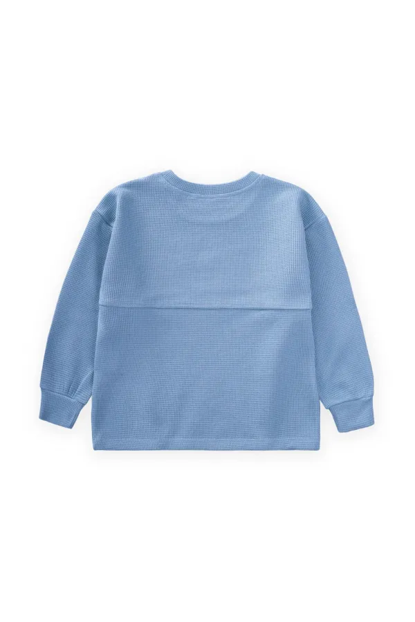 Oversize Waffle Seasonal T-Shirt 2-14 Years Indigo Blue