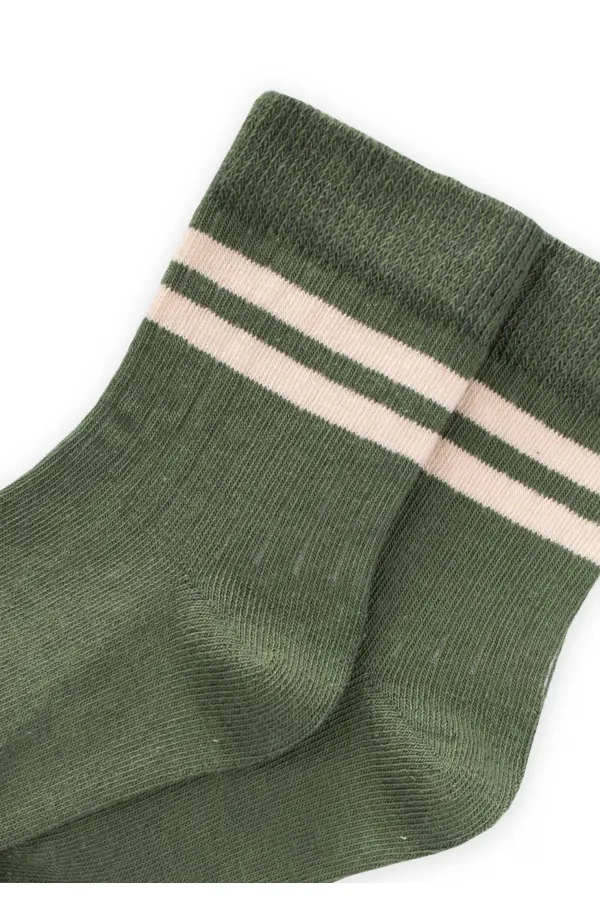 Ham Çizgili Soket 3-8 Yaş Haki Yeşil