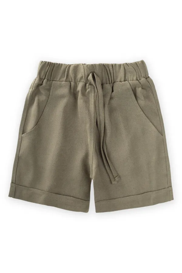 Short en Lin Sarh 2-9 ans Vert Kaki