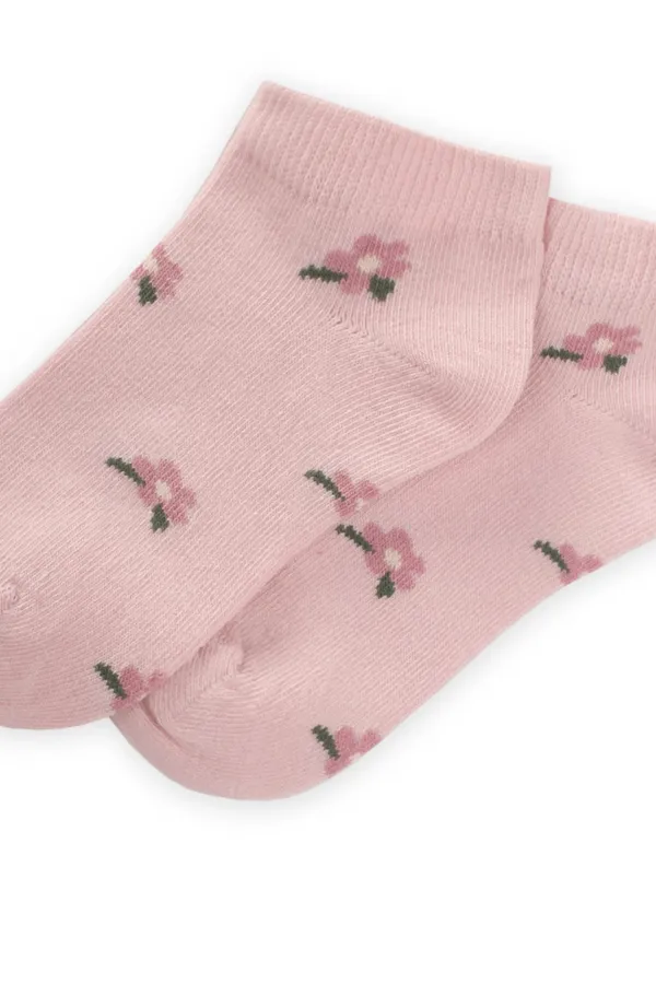 Chaussettes-chaussons à motifs floraux pour enfants de 5 à 12 ans, couleur poudre
