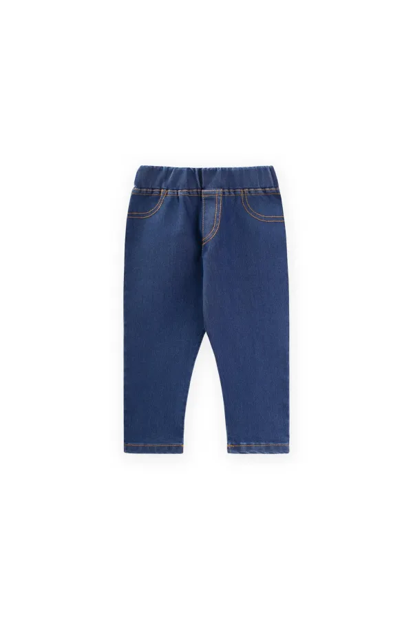 Sahte Cepli Tayt Pantolon 1-7 Yaş Mavi