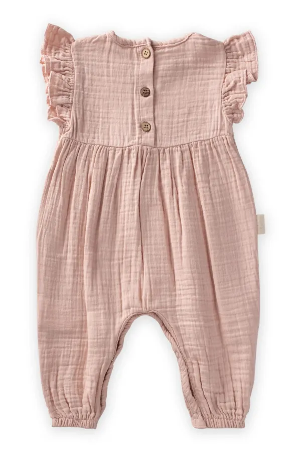 Barboteuse brodée de marguerites, 0-3 ans, rose poudré