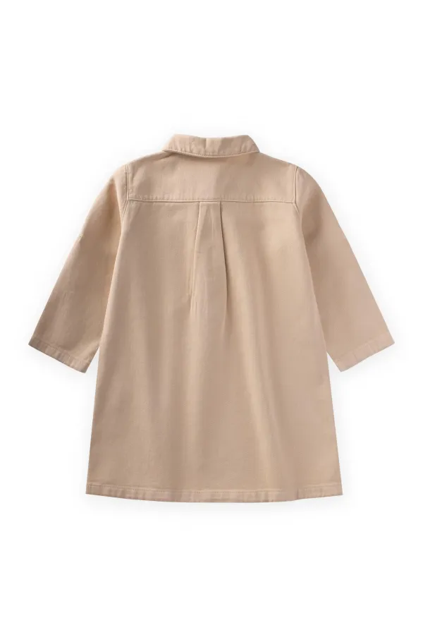 Robe en gabardine teinte beige, 2-7 ans