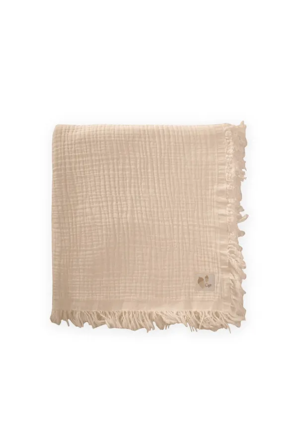 Four-Layer Tassel Blanket 80x120 cm Sand