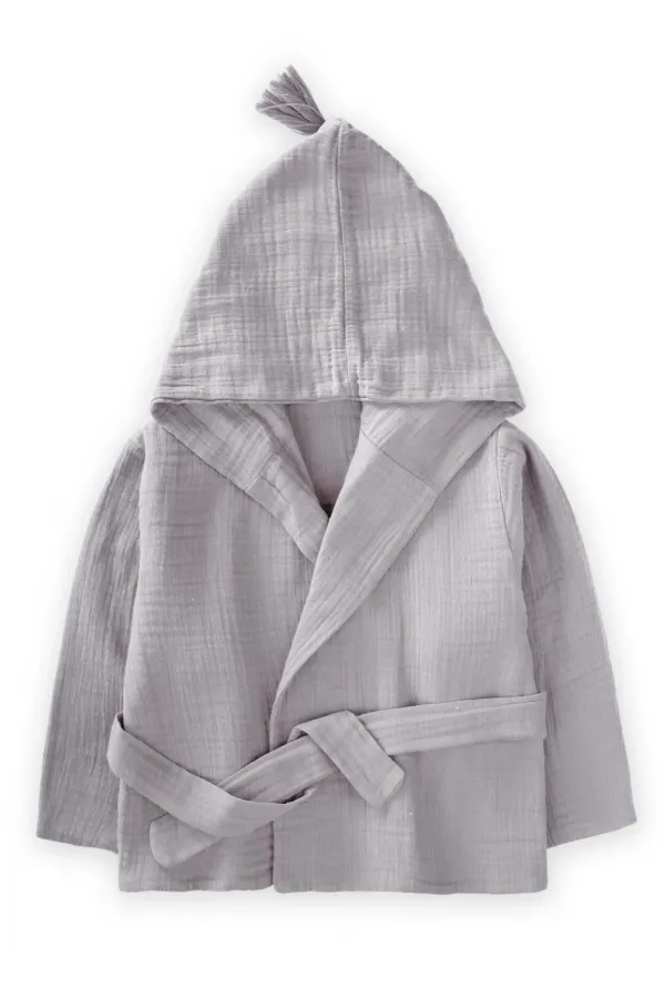 Double Layer Muslin Child Bathrobe 1-9 Years Gray
