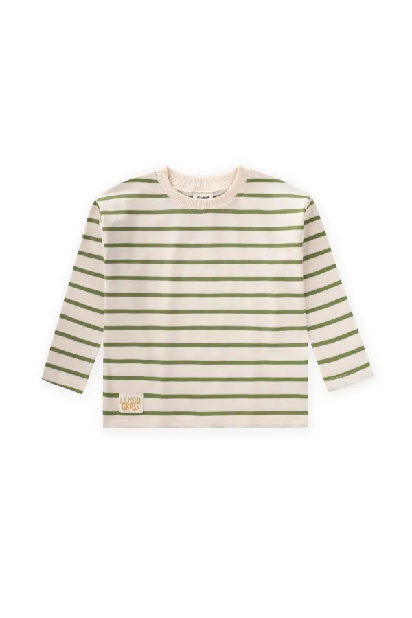 T-shirt rayé saisonnier 1-10 ans Vert pétrole