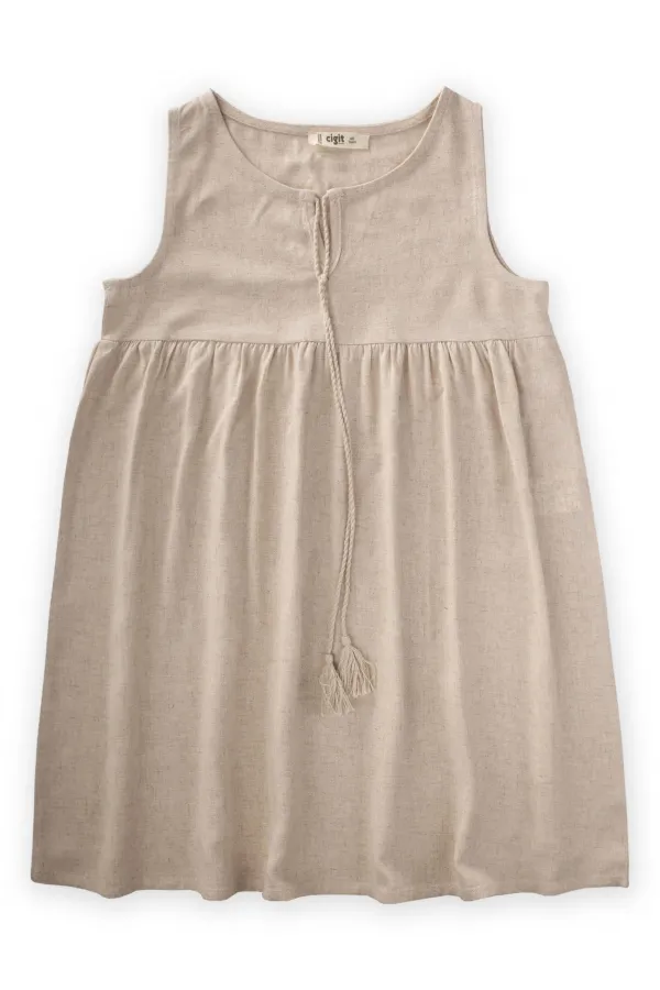 Robe en lin à lacets 2-6 ans Naturel