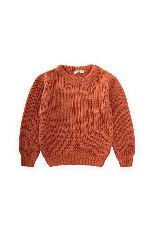 Bisiklet Yaka Selanik Triko Kazak 2-8 Yaş Kiremit