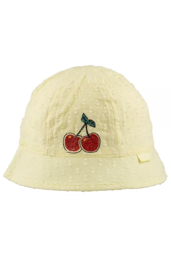 Kiraz Baskılı Fötr Kız Şapka 0-18 Ay Sarı
