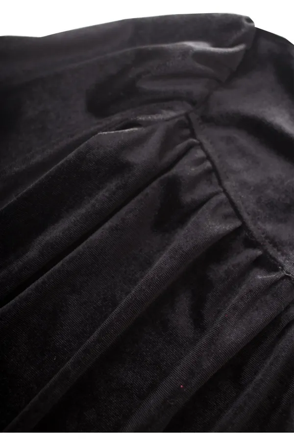 Kadife Robadan Elbise 2-7 Yaş Siyah