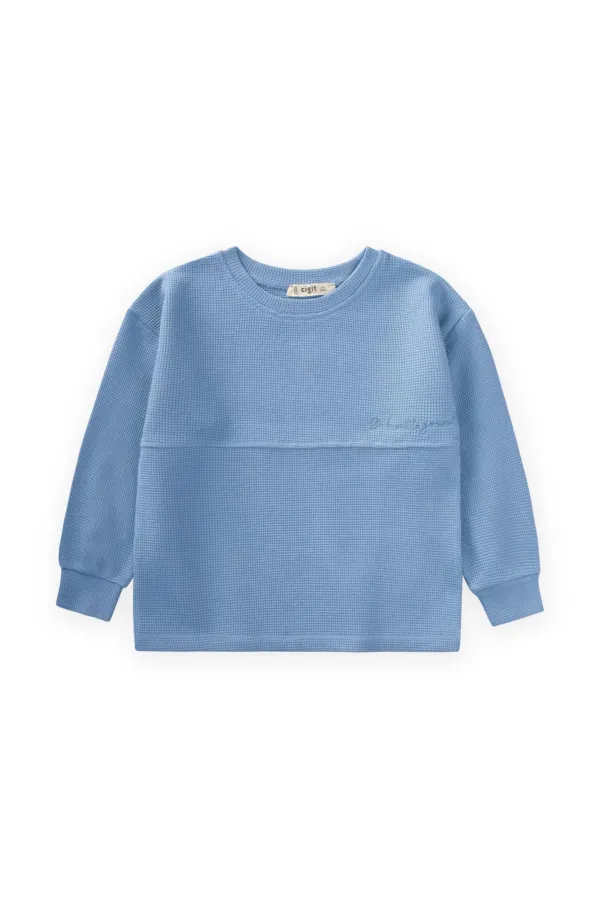Oversize Waffle Seasonal T-Shirt 2-14 Years Indigo Blue