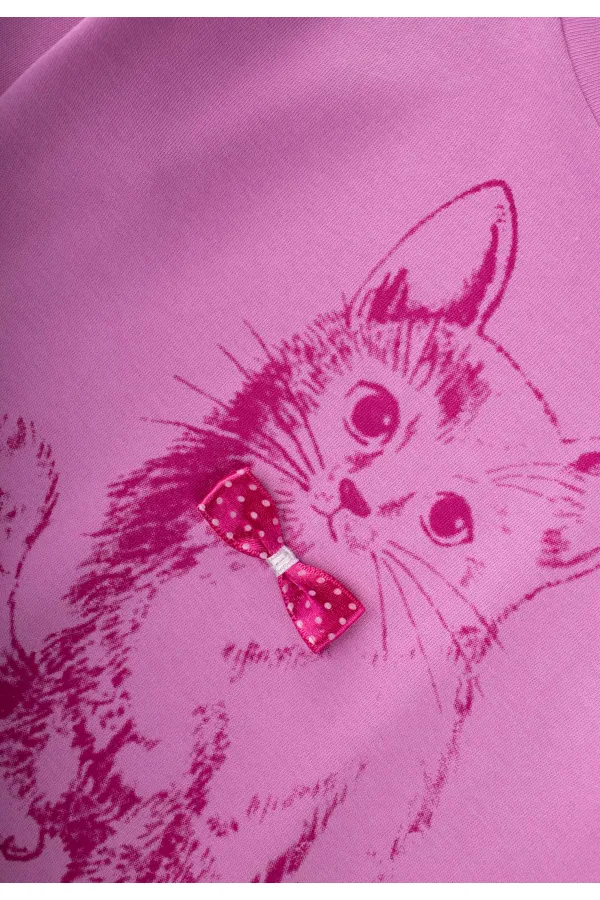 Ensemble pyjama à imprimé chat pour enfants de 2 à 8 ans, rose