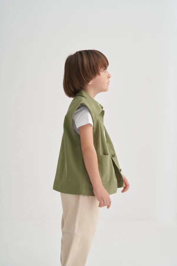 Gabardin Yelek 2-7 Yaş Olive