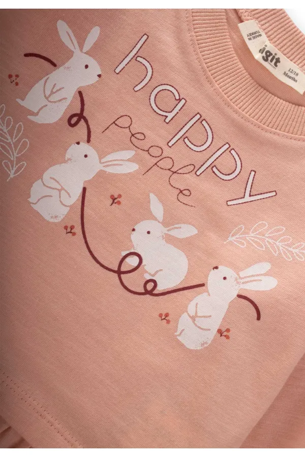 Ensemble jupe imprimée lapin et collants à volants pour enfants de 1 à 6 ans