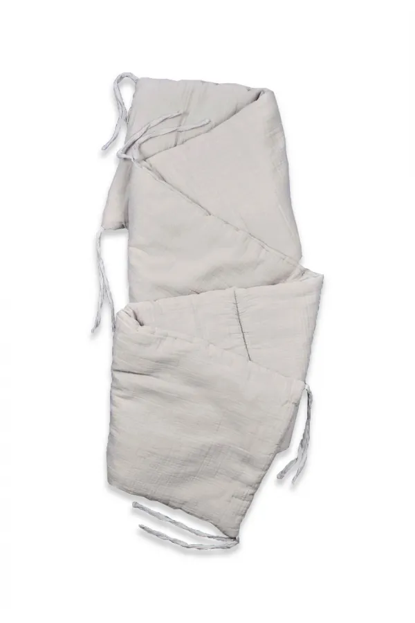 Müslin Bebek Yatak Koruma Yastık Seti (Yıkanmıştır) 32X180 cm +/- 2 cm Gri