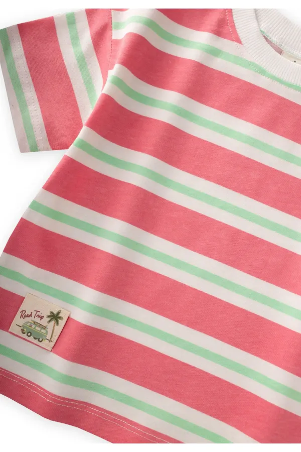 Striped Shorts Set, Ages 1-7, Fuchsia Green Striped Striped Shorts Set, Ages 1-7, Fuchsia Green Striped