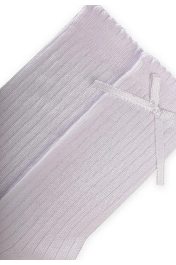 Çocuk Diz Altı Kız Çorap 2-10 Yaş Beyaz