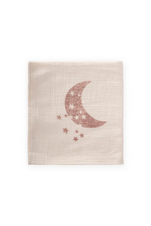 Couverture naturelle à motif lune 90x100 cm, imprimé cuivre