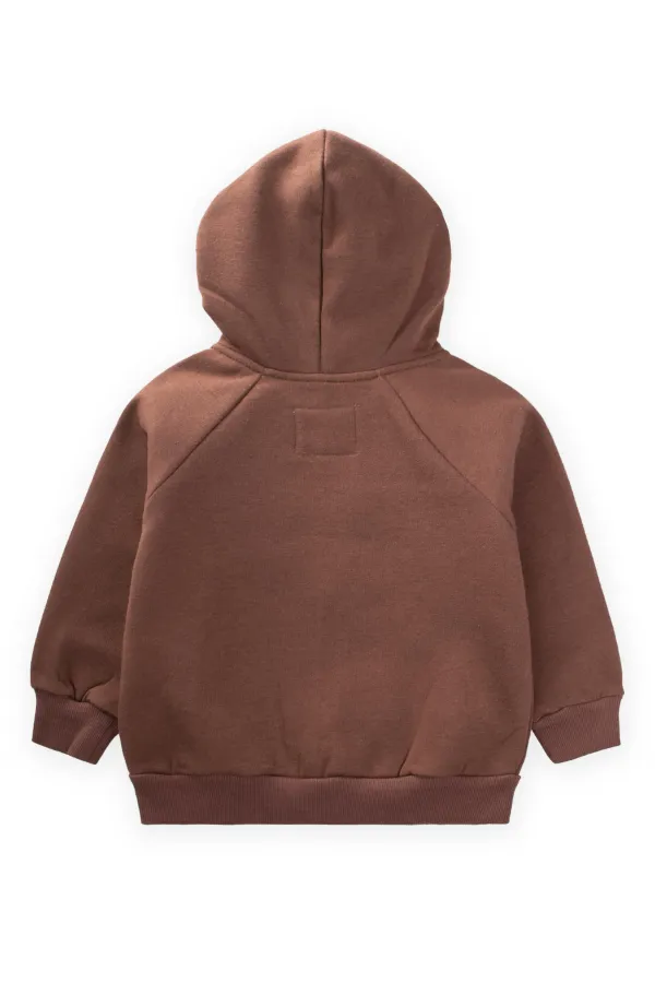 Gilet à capuche zippé marron, 1-14 ans