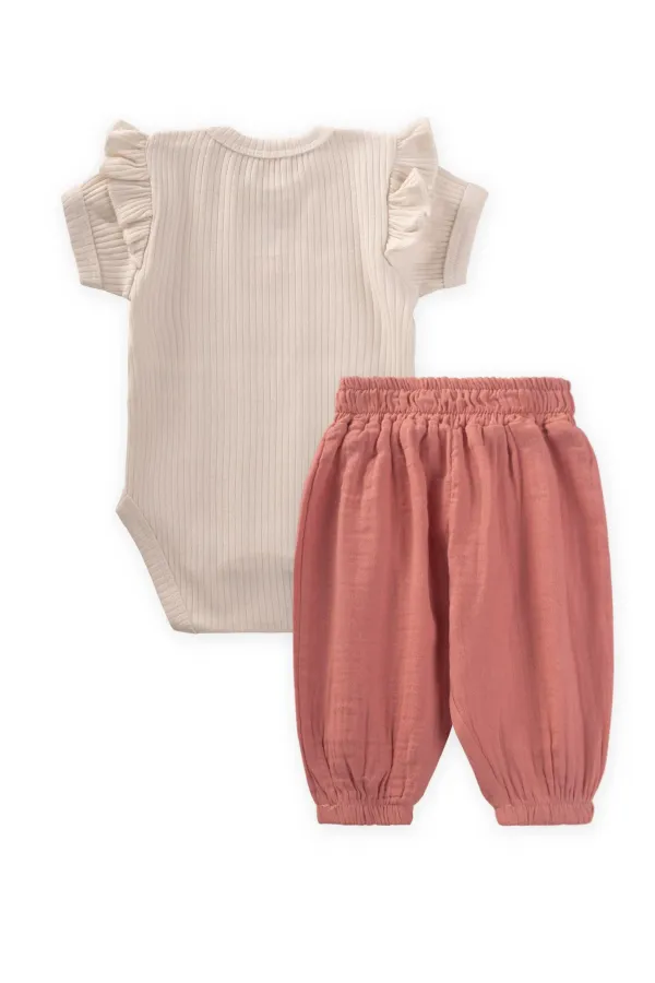 Ensemble pantalon et body Harlem bio, 0-3 ans, beige