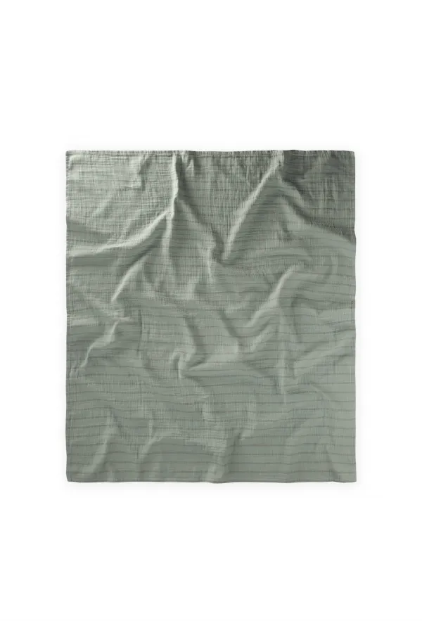 Couverture en mousseline de coton bio naturelle 90x100cm verte à double rayures