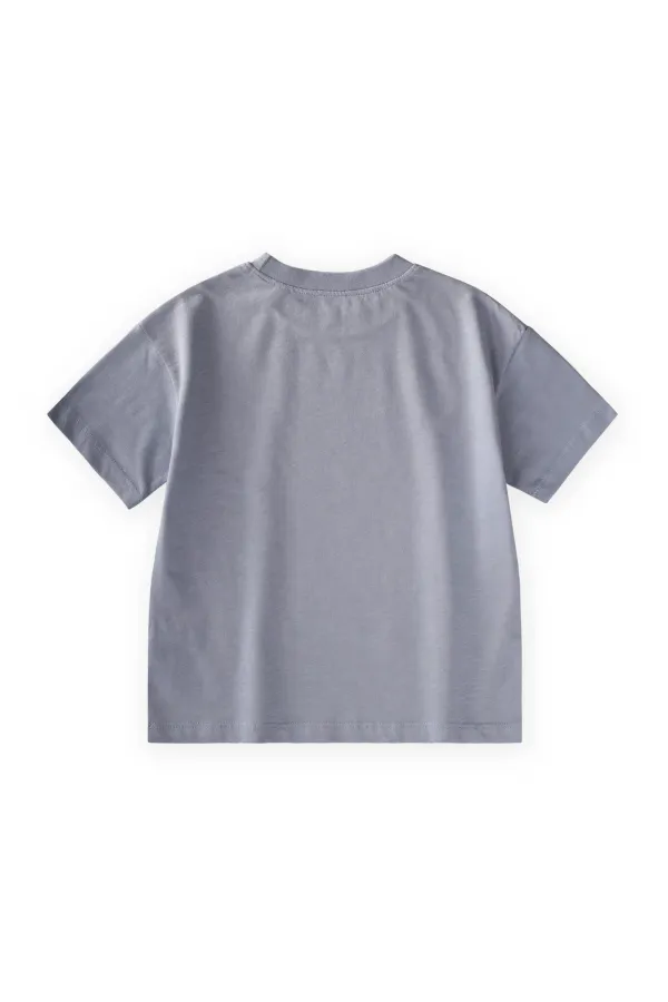Roket Baskılı T-Shirt 2-12 Yaş Pastel Mavi