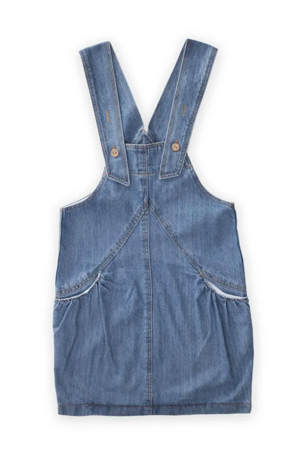 Robe en jean à poches froncées, 2-7 ans, bleue