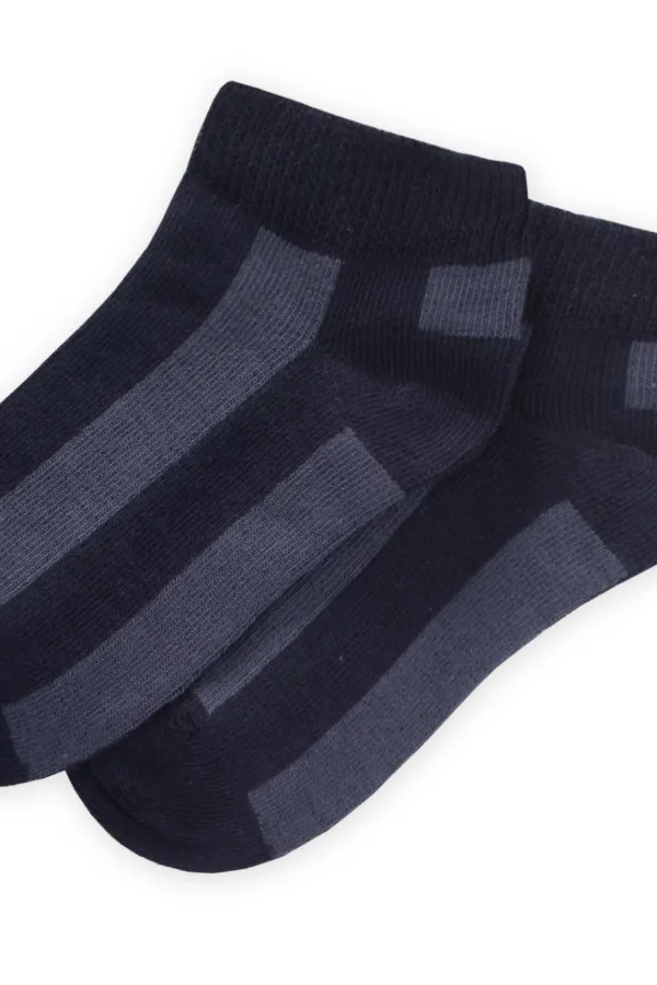 Thick Striped Children's Bootie Socks 5-12 Years Old Navy Blue-Indigo