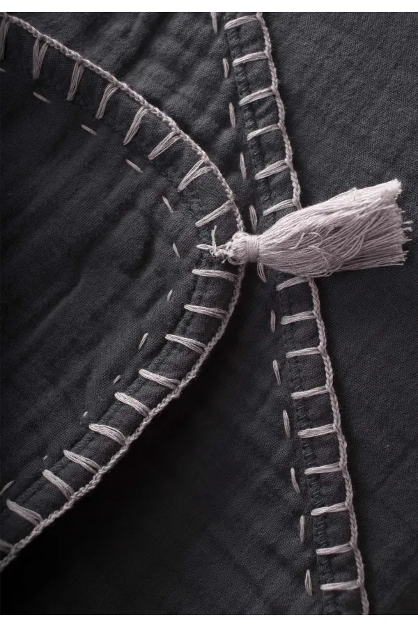 Double Layer Handmade Muslin Triangle Towel (Washed) 75x75 cm Anthracite