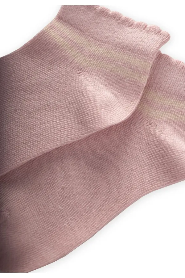 Chaussettes bottines à lacets pour enfants de 5 à 12 ans, couleur poudre