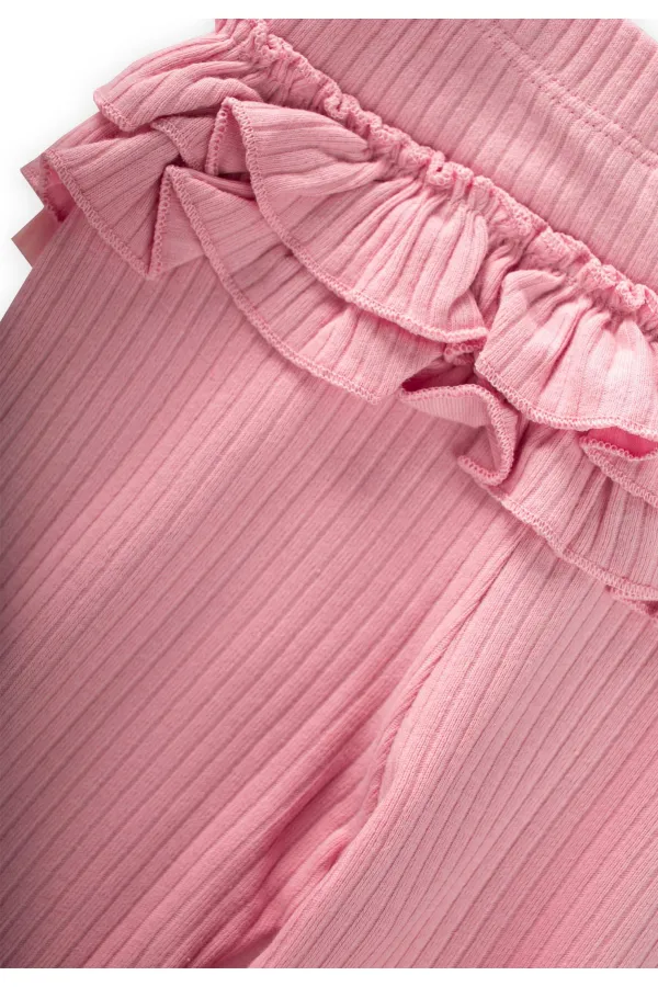 Arkası Fırfırlı Fitilli Tayt 0-3 Yaş Yavruağzı