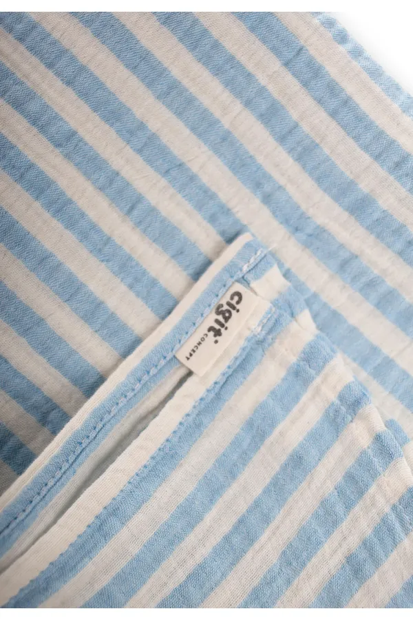 Couverture naturelle 90x100cm bleue à rayures épaisses