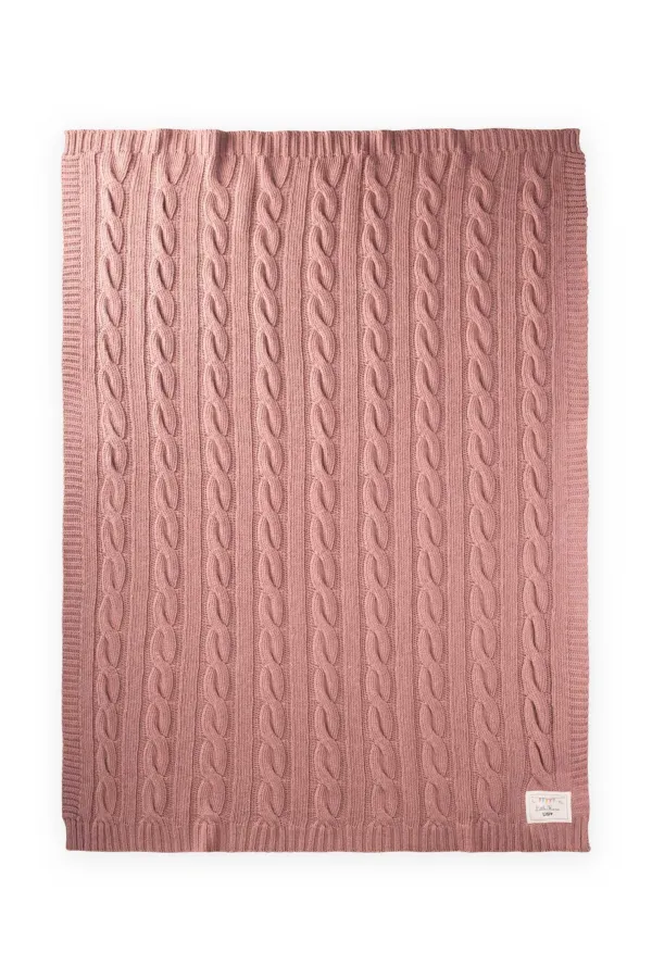 Couverture tricotée en maille 80 x 100 cm (+/- 5 cm) Rose poudré