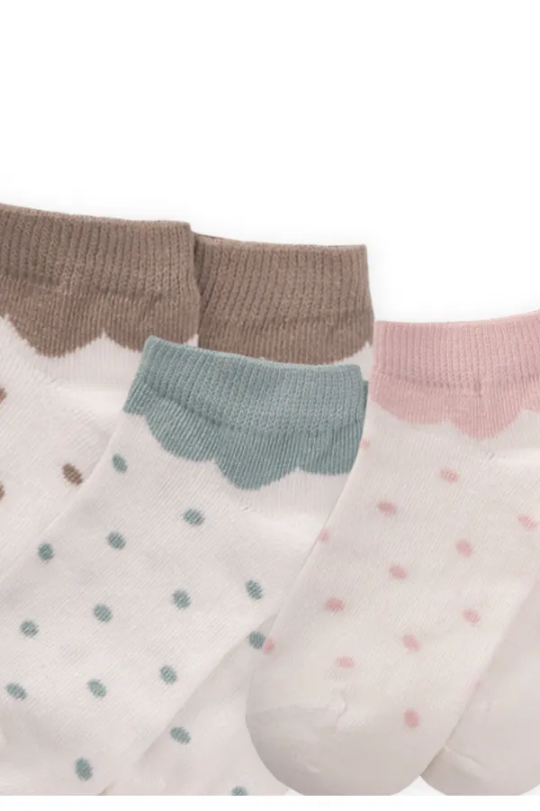 Chaussettes à pois triple épaisseur, 5-12 ans, vison, beige, rose poudré