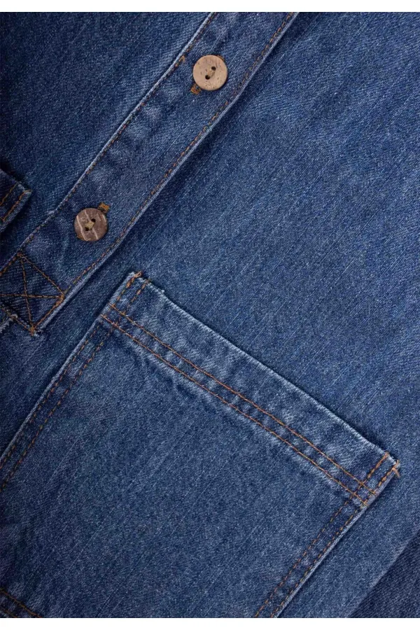 Çift Cepli Kot Tulum 2-7 Yaş Mavi