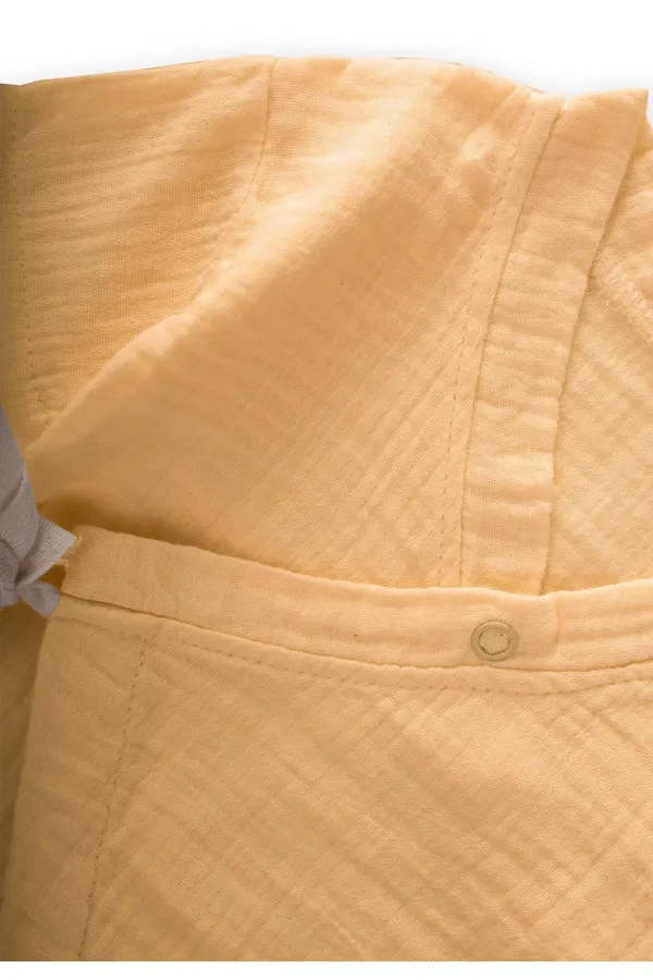 Salopettes en mousseline biologique à double boutonnage, robes d'été 0-9 mois