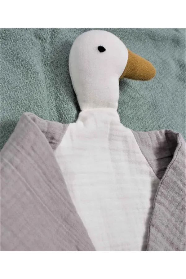 Duck Muslin Sleeping Companion (Washed) 35x35 cm Ecru-Grey