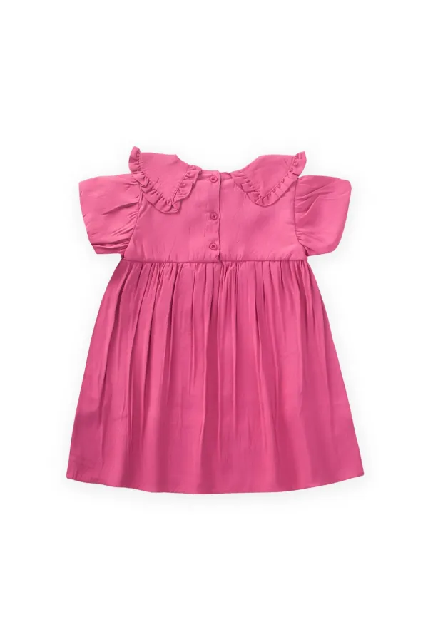 Robe en modal à col fuchsia pour enfants de 2 à 10 ans