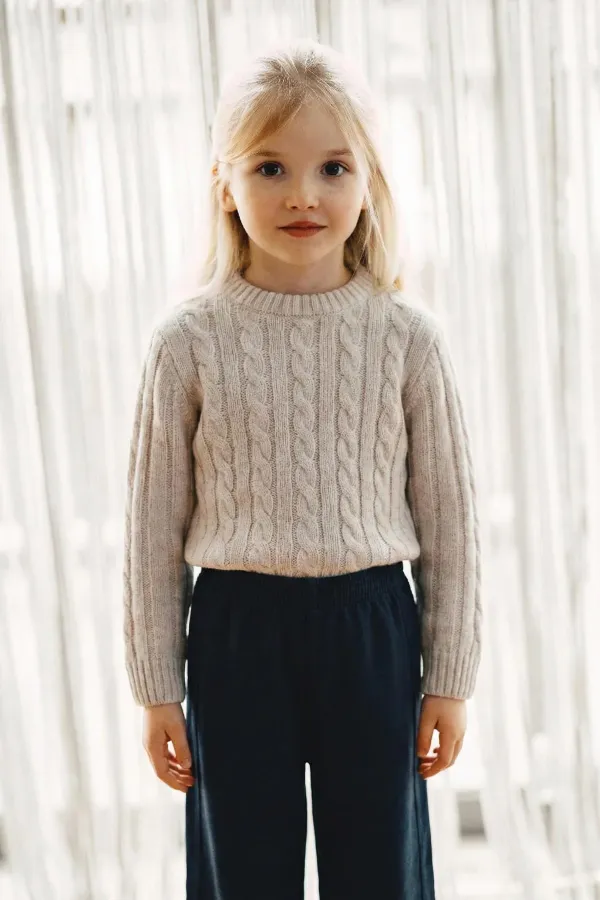 Pull en maille pour cheveux, 1-8 ans, pierre