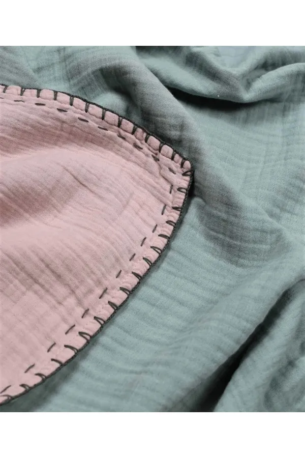 Muslin Double-Sided Handmade Baby Blanket (Washed) 100X100 cm Mint Powder