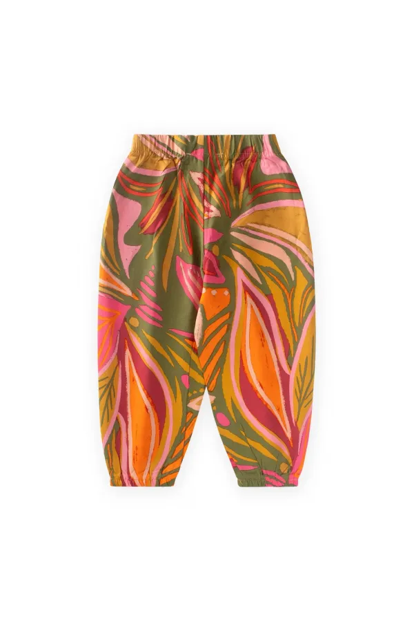 Desenli Viskon Şalvar 2-10 Yaş Turuncu