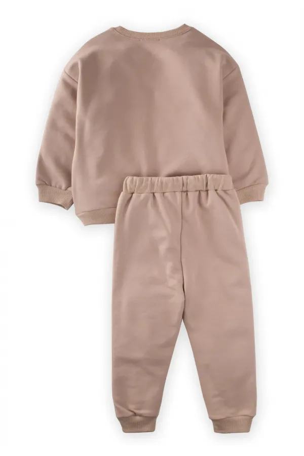 Basic Karyoka Detaylı Sweatshirt Takım 3-8 Yaş Bej