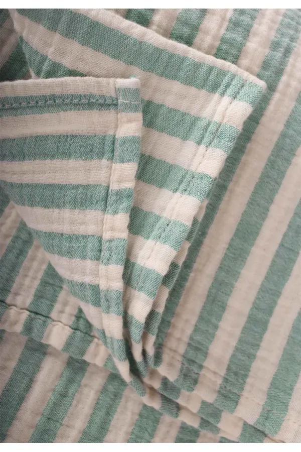 Couverture naturelle 90x100cm verte à rayures épaisses