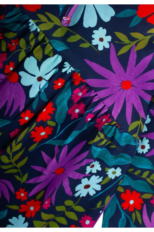 Desenli Mevsimlik Elbise 1-7 Yaş Lacivert