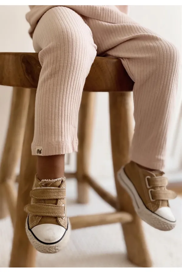 Collants côtelés rose poudré 0-5 ans