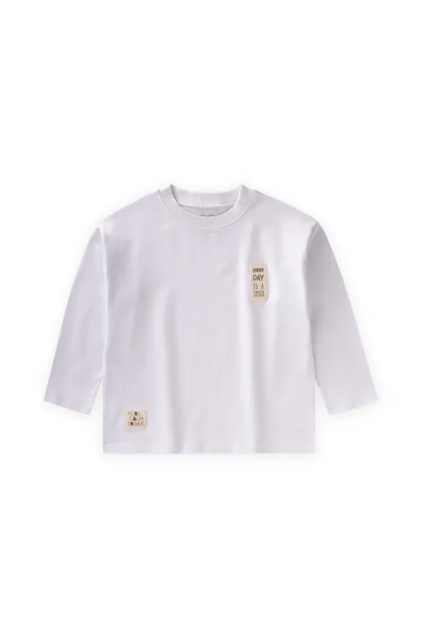 Label Detailed Seasonal T-Shirt 2-10 Years White