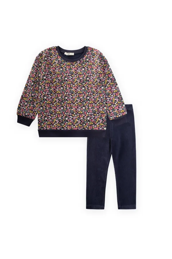 Ensemble sweat-shirt à motifs bleu marine pour enfants de 4 à 12 ans