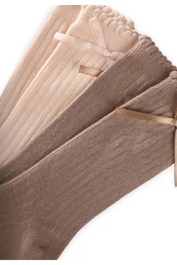 İkili Fiyoklu Soket Çorap 3-10 Yaş Kum - Vizon