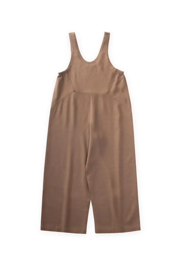 Roba Komple Nakışlı Keten Salopet 2-7 Yaş Caramel